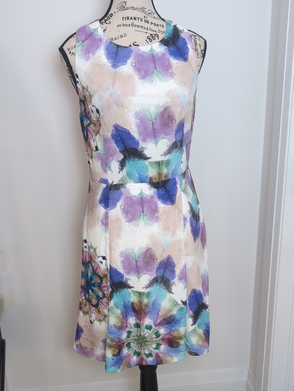 DESIGUAL | Women's Multi Color Watercolor Floral Print Sleeveless Mini Dress